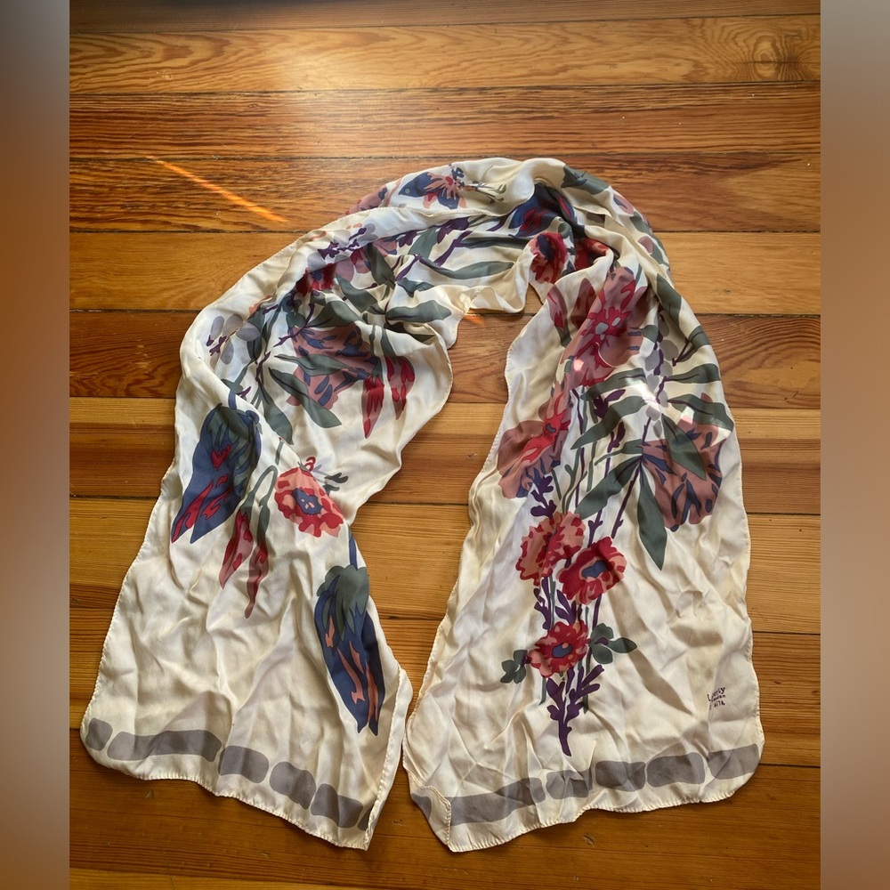 Liberty of London Floral cream pink silk scarf
